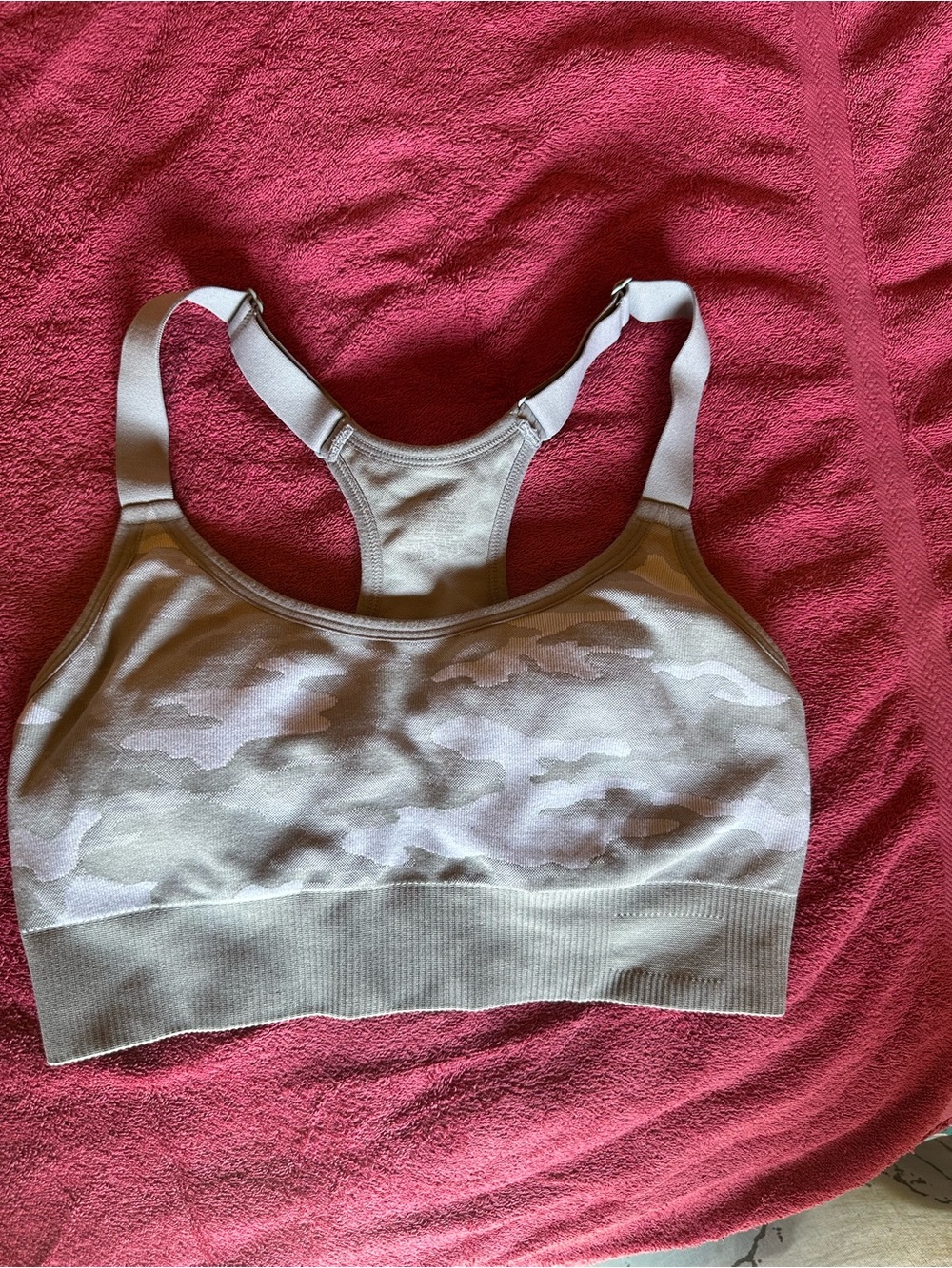 Reebok Light Gray Camo Racerback Sports Bra